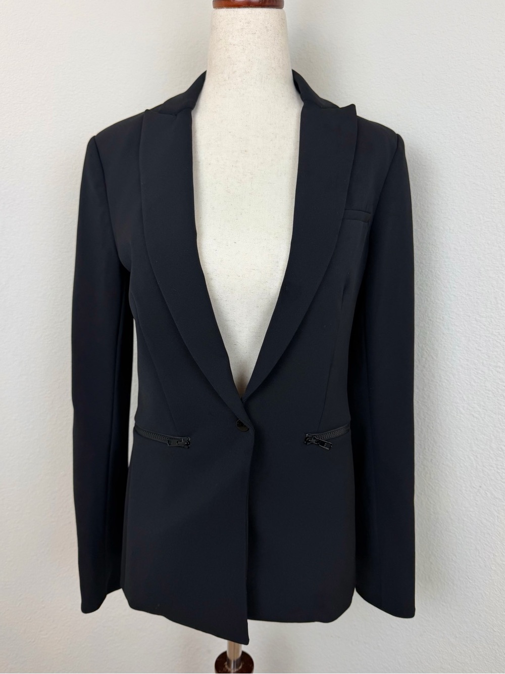 Veronica Beard Scuba Jacket Black Iconic Dickey Blazer Size 0 - Picture 6 of 14